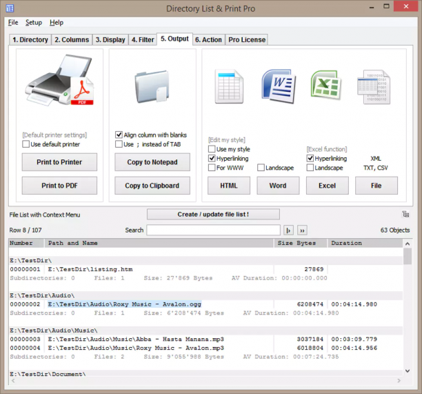 Directory List and Print Pro screen.png