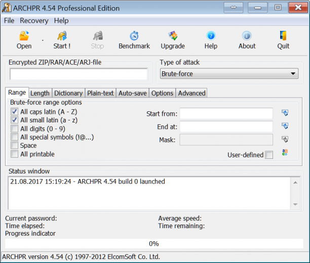 ElcomSoft Advanced Archive Password Recovery screen.png