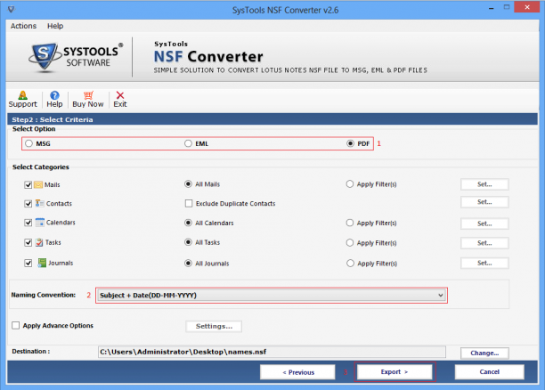 SysTools NSF Converter screen.png