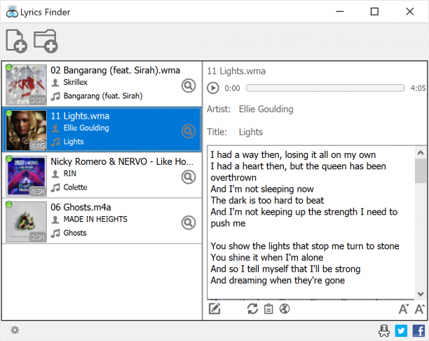 MediaHuman Lyrics Finder screen.png