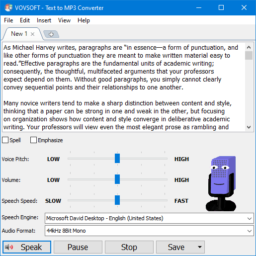 VovSoft Text to MP3 Converter screen.png