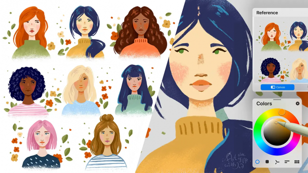Draw Stylized Mini Portraits and Color Palettes in Procreate.png