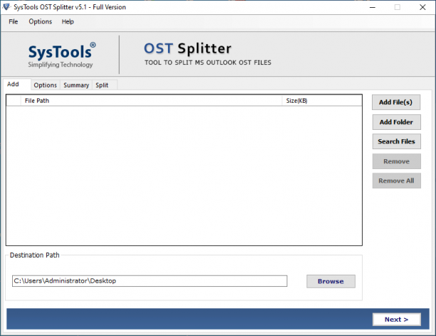 SysTools OST Splitter screen.PNG
