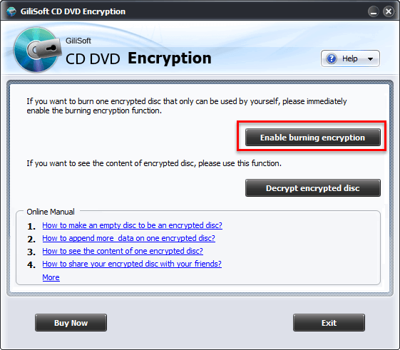 GiliSoft CD DVD Encryption screen.png