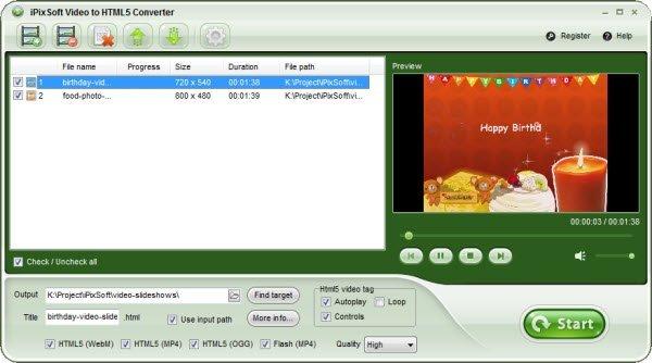 iPixSoft Video to HTML5 Converter screen.jpg