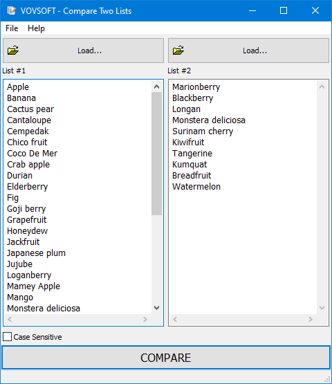 VovSoft Compare Two Lists sc.png