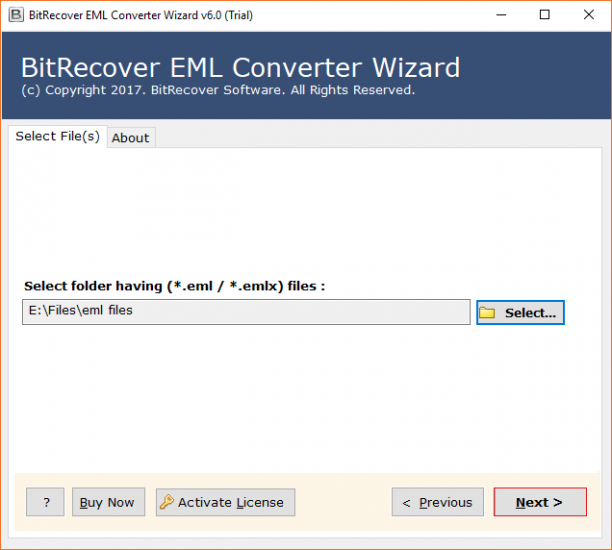 BitRecover EML Converter Wizard screen.png