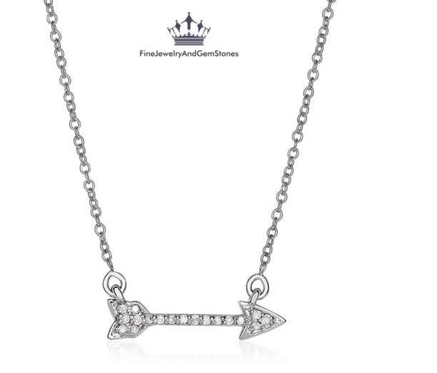 14k White Gold 18 inch Necklace with Gold and Diamond Arrow.png