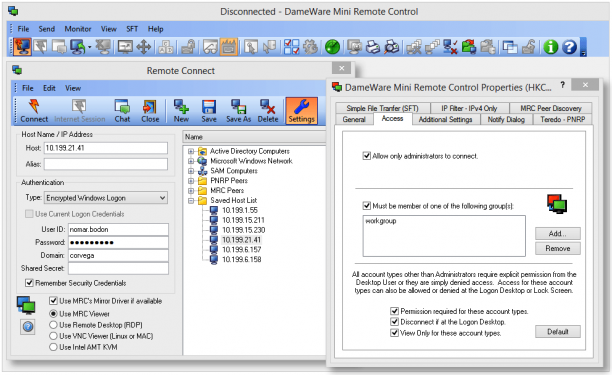 DameWare Mini Remote Control screen.png