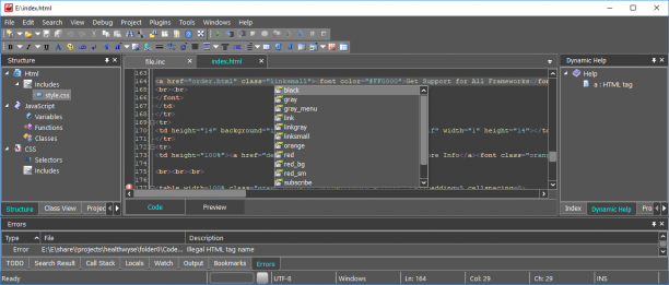 CodeLobster IDE Professional screen.png